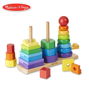 educational wooden toy melissa adn doug geometric stacker