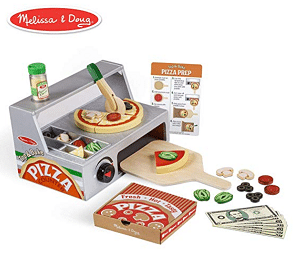 melissa and doug bake wooden pizza counter