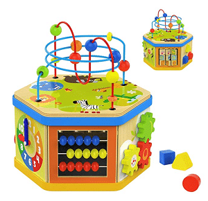 top bright wooden activity cube for toddlers