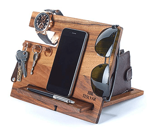 wooden phone dock station