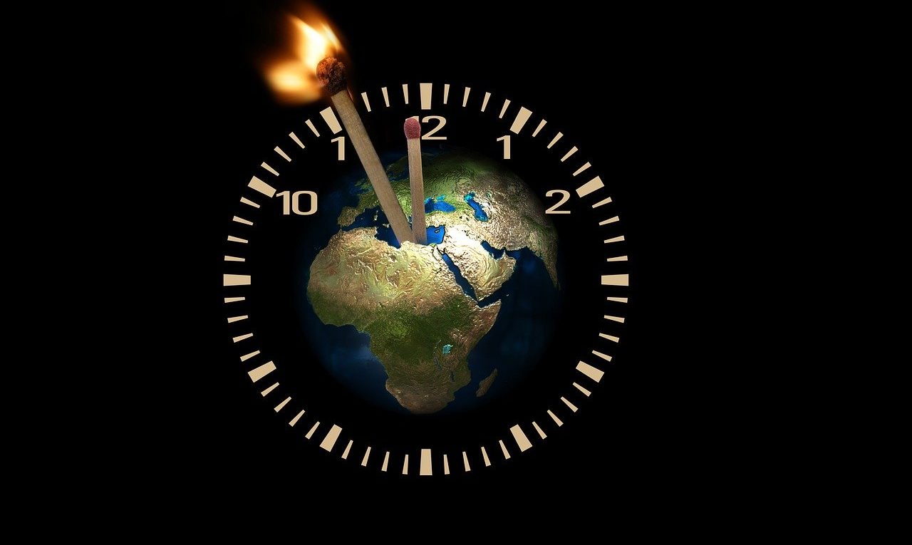 ticking clock around globe