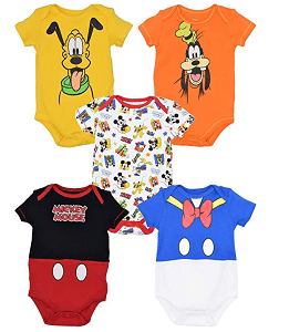 Disney Baby Unisex 5 Pack Bodysuits - Mickey Mouse, Lion King & Pixar