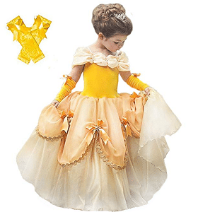 Inspire You Princess Costume Halloween Party Fancy Dress Up Girls Luxury Puffy Ball Gown Cosplay Yellow Dress