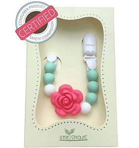 Pacifier Clip - 2 in 1 - Modern and Trendy - Teething Baby Silicone Beads with Unique Shapes