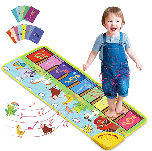 27.5'' x17.7'' Cyiecw 2 in 1 Baby Musical Mats-Piano Keys & Electronic Drum, Music Piano Keyboard Mat Touch Playmat Early Education Musical Toys for Toddlers Baby Girls Boys 1-5 Years Old  