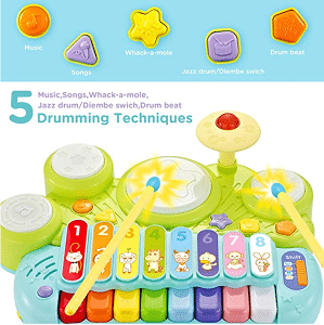 Xylophone Table Music Toys of Ohuhu, Multi-Function Toys Kids Drum Set, Discover & Play Piano Keyboard