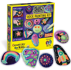Creativity for Kids Glow In The Dark Rock Painting Kit - Paint 10 Rocks with Water Resistant Glow Paint