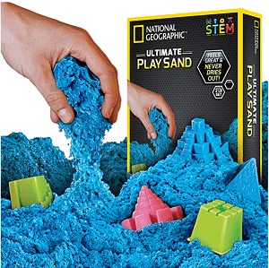 NATIONAL GEOGRAPHIC Play Sand - 2 LBS of Sand with Castle Molds and Tray