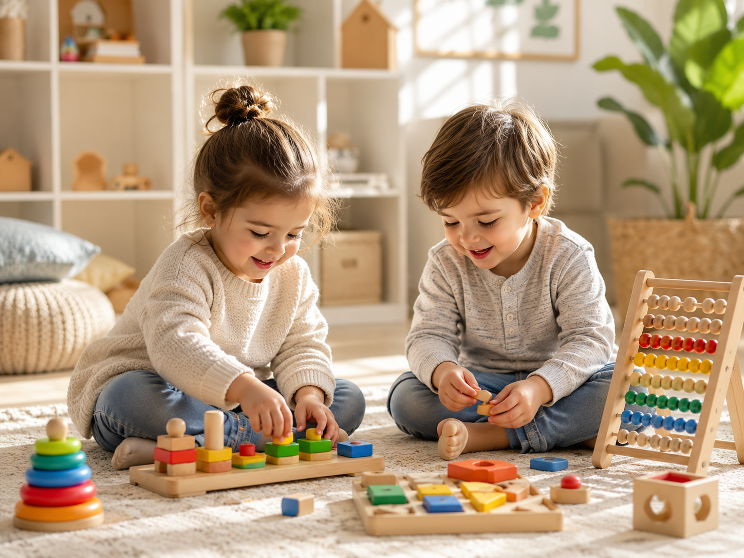 Children playing with educational toys