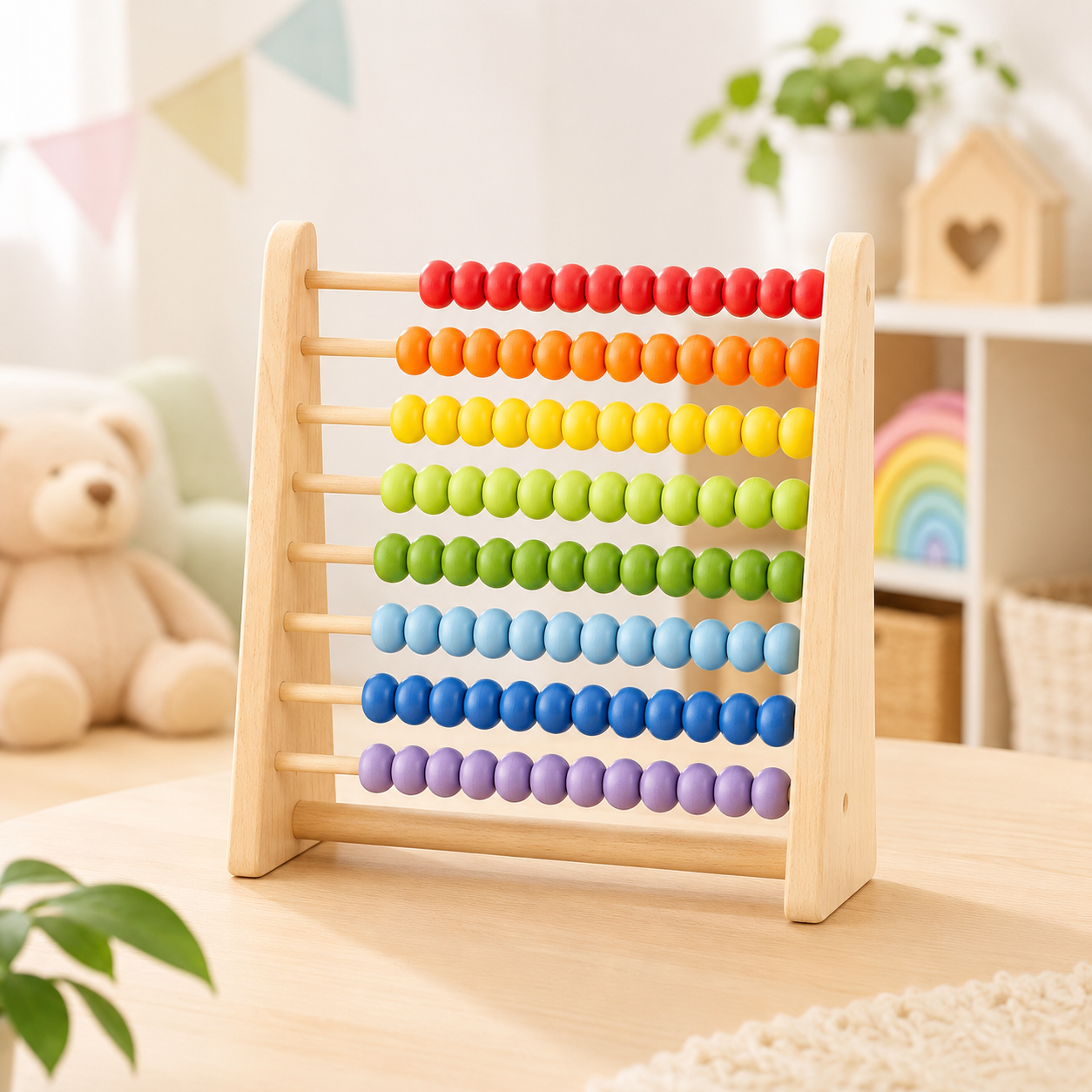 Colorful wooden abacus learning toy