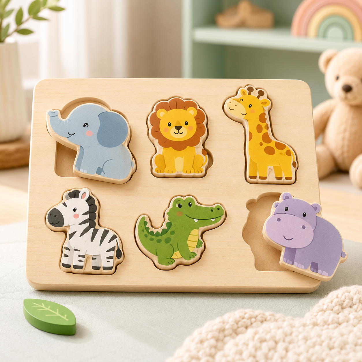 Wooden animal puzzle board