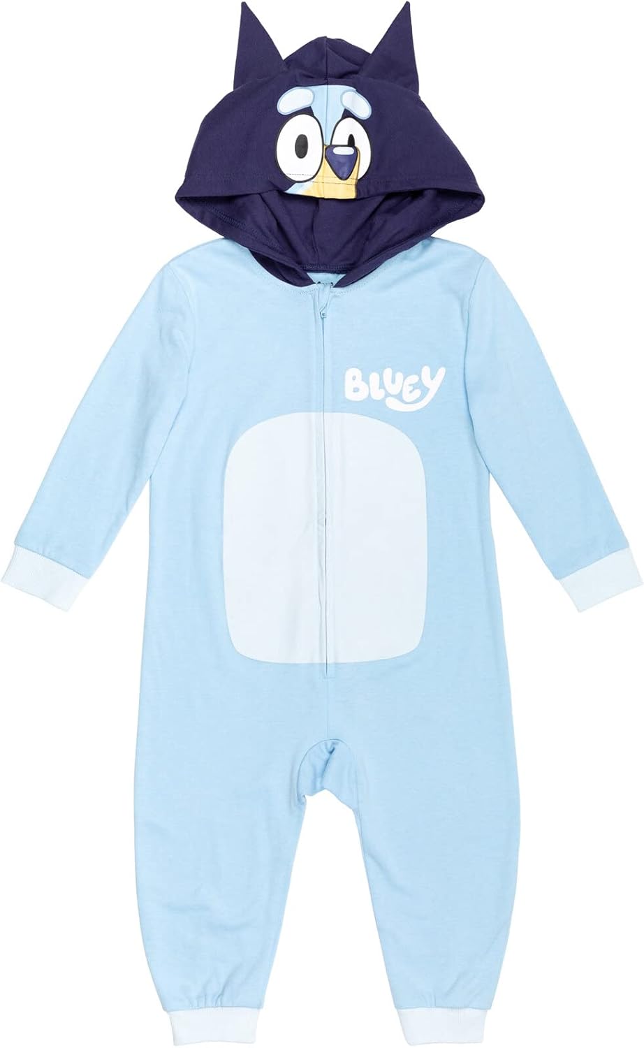 Blue zip-up Bluey hooded costume coverall