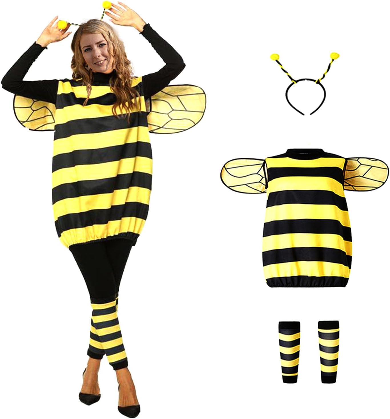 Black and yellow bumblebee costume set with wings and headband